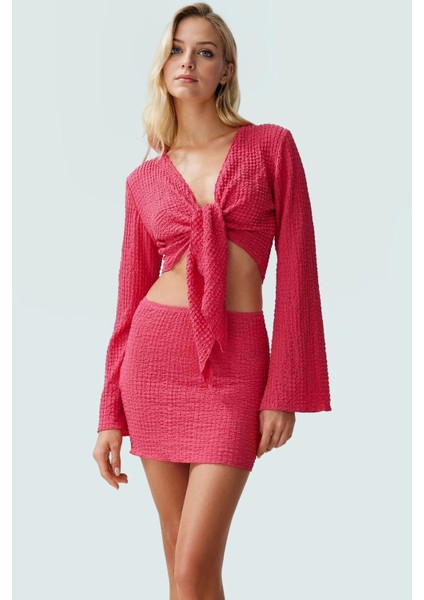 Dokuma Polyester Mini Etek Bluz Takımı Regular Kalıp Yazlık Şıklık Yüksek Kalite Uzun Ömürlü