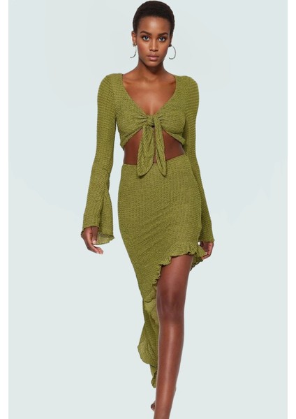 Şık Plaj Takımı Gofre Dokuma Fitted Kalıp Ispanyol Kol Modern Stil fiyatları