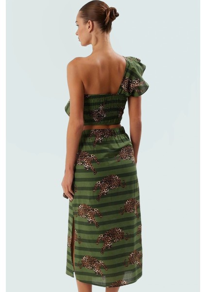 Pamuklu Leopar Desenli Yazlık Bluz Etek Takımı Şık ve Rahat Profesyonel Görünüm Uzun Ömürlü modelleri