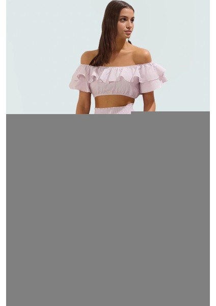 Rahat Kesim Çizgili Pamuklu Bluz Pantolon Takımı Yazın Şıklığı Konforlu Kullanım