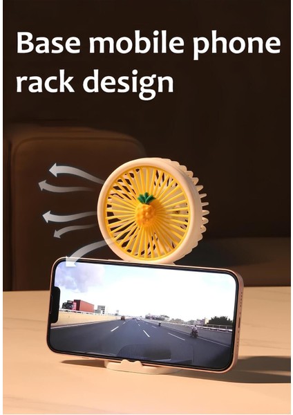 Şarjlı Taşınabilir Mini Masaüstü El Fanı, Telefon Tutacaklı, Güçlü ve Kullanışlı