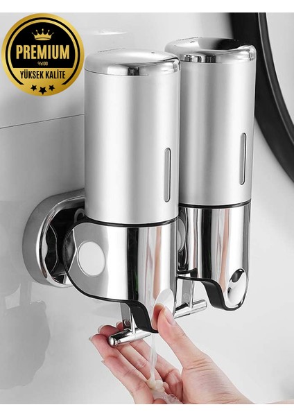 Paslanmaz Çelik 2x 500 ml Sabun, Duş Jeli, Şampuan Kullanımına Uygun SS304 Kalite