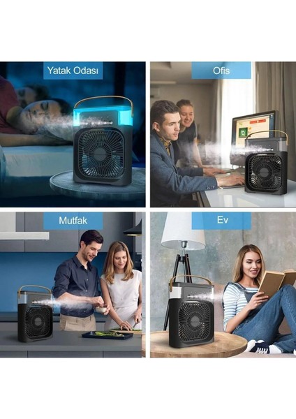 Taşınabilir Işıklı Mini Vantilatör, 5 Spreyli, Buzlu ve Buharlı, Nemlendirici Fan fiyatları