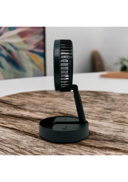 Şarjlı Katlanabilir Mini Masa Fanı, Sessiz ve USB Soğutucu, Yeşil Renk fırsatları