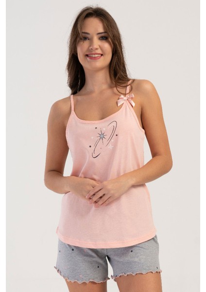 Kadın Ip Askılı Şortlu Pijama Takım , 408149