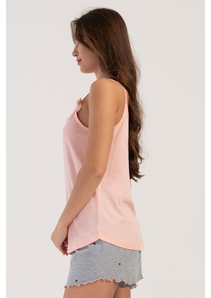 Kadın Ip Askılı Şortlu Pijama Takım , 408149
