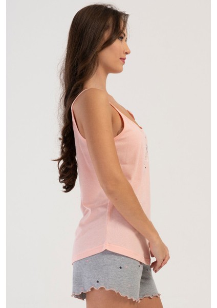 Kadın Ip Askılı Şortlu Pijama Takım , 408149