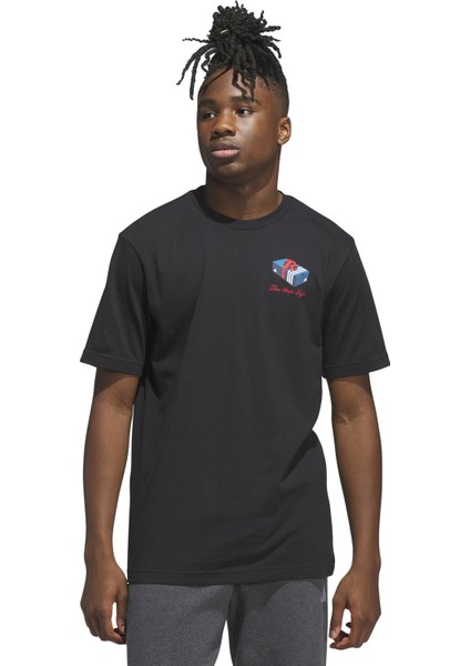 JV8438 M Hldy Gftbox T Siyah Bisiklet Yaka Normal Düz Erkek T-Shirt