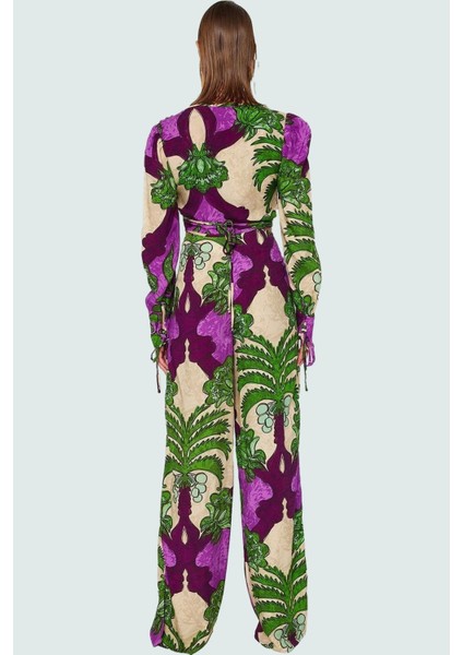 Yazlık Çok Tropikal Desenli Shally Dokuma Bluz Pantolon Takım Özenle Seçilmiş Seçkin Malzeme modelleri