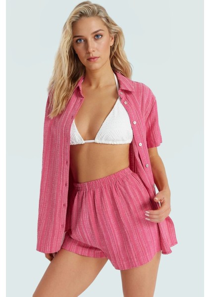 Dokuma Keten Karışımlı Oversize Plaj Şort Takım Yazlık Kombin Mükemmel Uyum Özel Tasarım