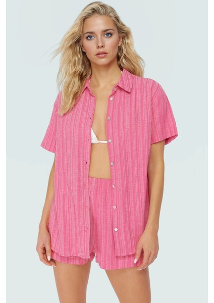 Dokuma Keten Karışımlı Oversize Plaj Şort Takım Yazlık Kombin Mükemmel Uyum Özel Tasarım fiyatları