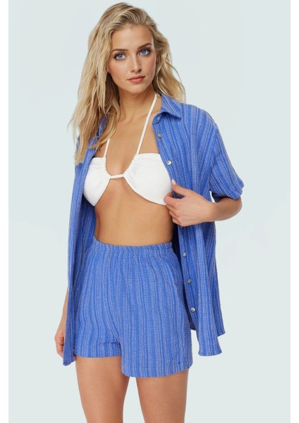 Dokuma Keten Karışımlı Oversize Plaj Şort Takım Yazlık Kombin Mükemmel Uyum Özel Tasarım