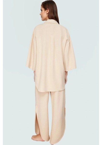 Plaj Için Ideal Keten Karışımlı Gömlek Pantolon Takım Oversize Nefes Alan Kumaş Mükemmel Uyum modelleri