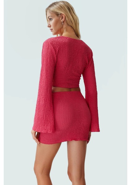 Polyester Bluz Etek Takım Yazlık Mini Boy Şık Tasarım Yüksek Kalite Kaliteli Işçilik modelleri