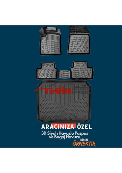 Ford Focus 2 Sedan Bagaj Havuzu 2005-2010 + Siyah 3D Havuzlu Paspas