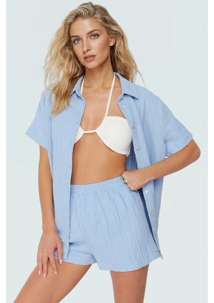 Dokuma Keten Karışımlı Oversize Plaj Şort Takım Yazlık Kombin Mükemmel Uyum Özel Tasarım