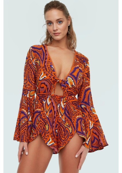 Yazlık Bluz Şort Takım Shally Dokuma V Yaka Uzun Kollu Premium Kalite Modern Stil