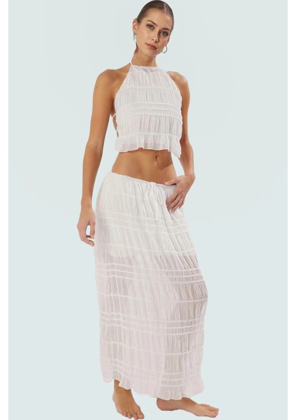 Plaj Için Ince Askılı Uzun Şifon Etek Bluz Takım Konforlu Kesim Rahat ve Şık Zarifane Tasarım