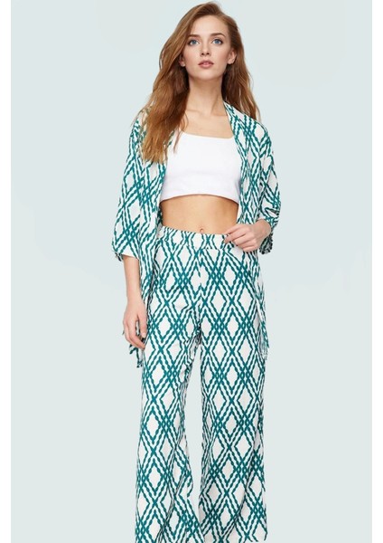 Şık Leopar Desenli Kimono Takım Nefes Alan Polyester Kumaş Görünüm Profesyonel fiyatları