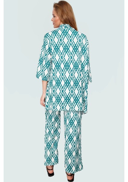 Şık Leopar Desenli Kimono Takım Nefes Alan Polyester Kumaş Görünüm Profesyonel modelleri