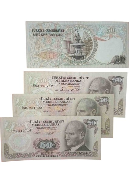 6. Emsyon 50 Türk Lirası Eski Koleksiyon Kağıt Para Koleksiyon Başlangıç Setleri Antika Darpane