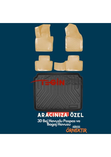 Ford Focus 1 Hb Bagaj Havuzu 1999 + Bej 3D Havuzlu Paspas