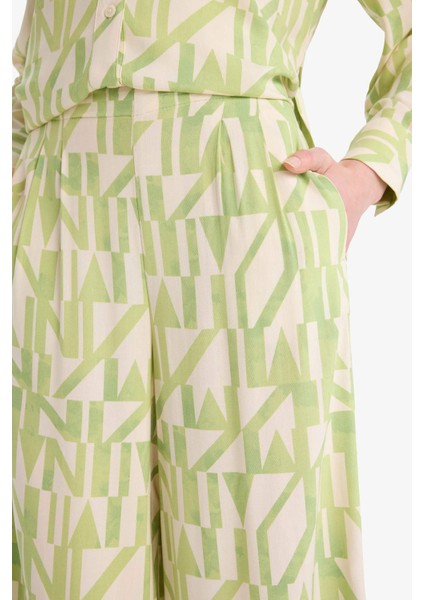 Wide Leg Geniş Bol Paça Desenli Viskon Pantolon D9757AX25SM indirimleri