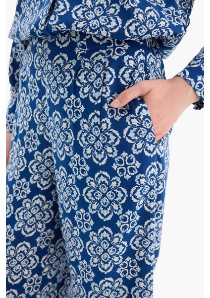 Wide Leg Geniş Bol Paça Desenli Viskon Pantolon D9757AX25SM fırsatları
