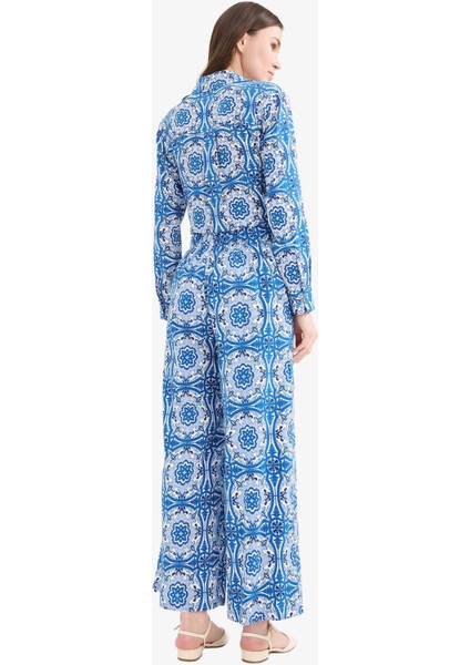 Wide Leg Geniş Bol Paça Desenli Viskon Pantolon D9757AX25SM indirimleri