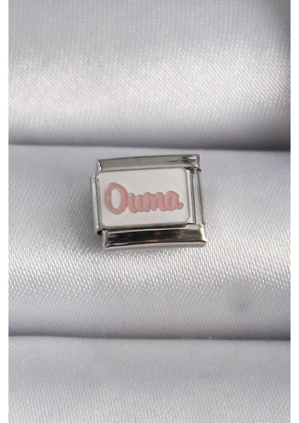 316L Çelik Gümüş Renk Beyaz Pembe Ouma Işlemeli Nomination Charm - Modern Çözüm - Modern Stil
