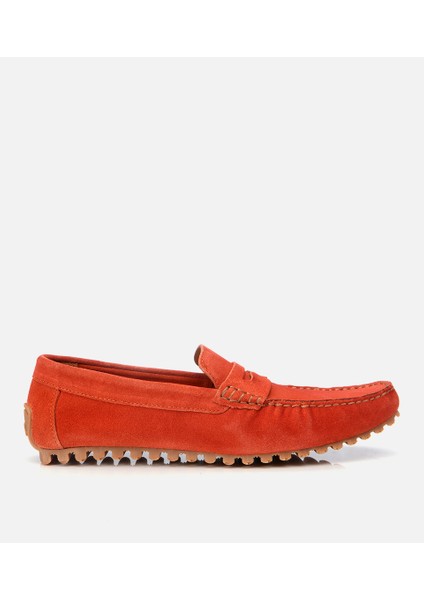 02AYH302700A580 ERKEK Süet Deri Turuncu Esnek Tabanlı Günlük Loafer