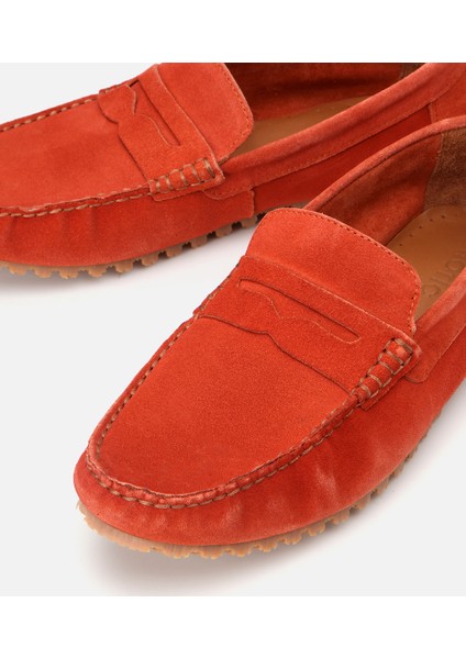 02AYH302700A580 ERKEK Süet Deri Turuncu Esnek Tabanlı Günlük Loafer