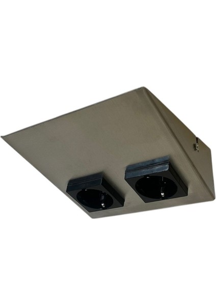Tezgah Altı Ikili Priz / Inox-Siyah Kasa / Avax