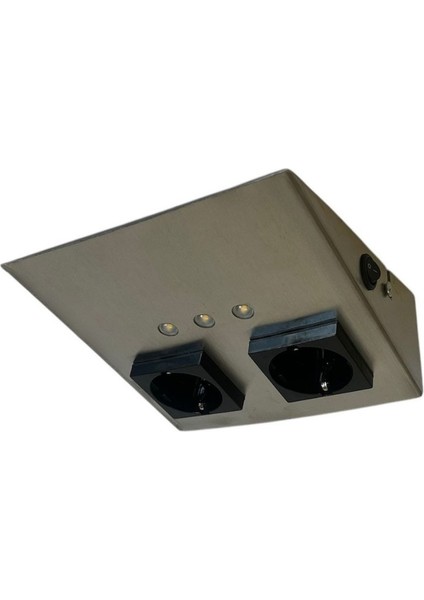 Tezgah Altı Ikili Priz / Inox-Siyah Kasa / 6500K Beyaz Işık / Avax