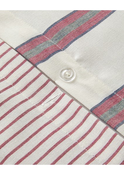 Cool Stripe Ipliği Boyalı Tek Kişilik Nevresim Takımı 160x220 Cm Bordo-Yeşil