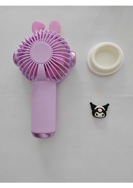 Mor Mini El Fanı, Telefon Tutuculu, 3 Kademeli, Taşınabilir ve Eğlenceli Figürlü Vantilatör modelleri