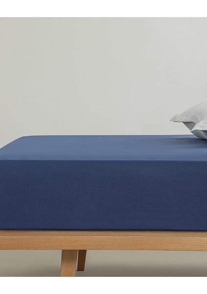 Düz Pamuklu Tek Kişilik Lastikli Çarşaf 100x200 cm Gece Mavisi