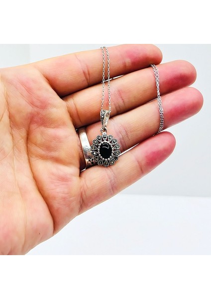 Zirkon Damla Model Oltu Taşı Işçilikli 925 Ayar Gümüş Ko fiyatları