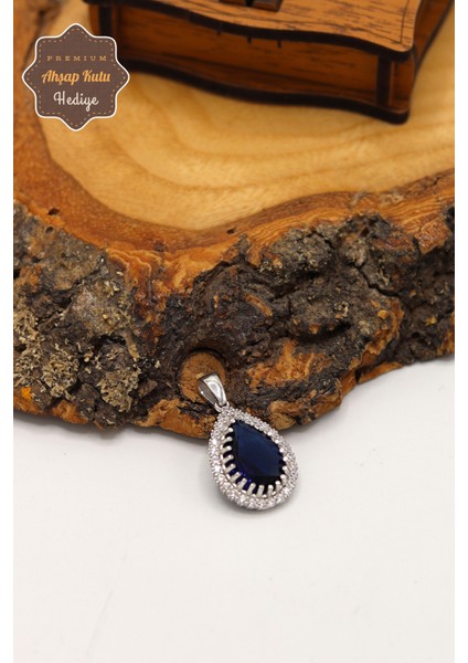 Safir Taşlı Damla Model 925 Ayar Gümüş Kadın Kolye 201024307 modelleri