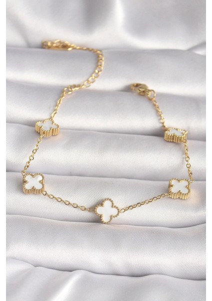 316L Çelik Gold Renk Baby Boy Yonca Model Kadın Bileklik - Modern Çözüm - Trend Ürün