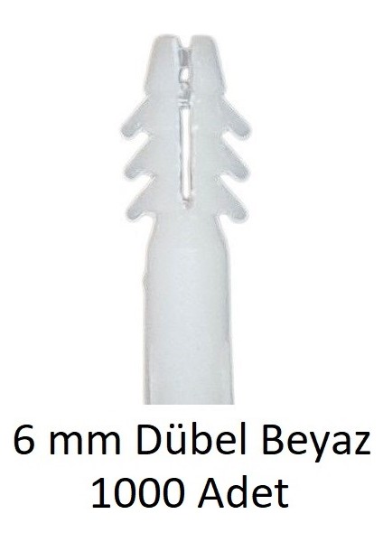 Dübel, 6 Mm Plastik Beyaz Dübel 1000 Adet