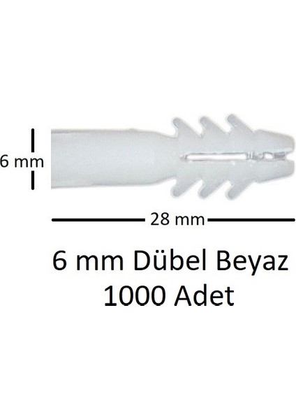 Dübel, 6 Mm Plastik Beyaz Dübel 1000 Adet modelleri
