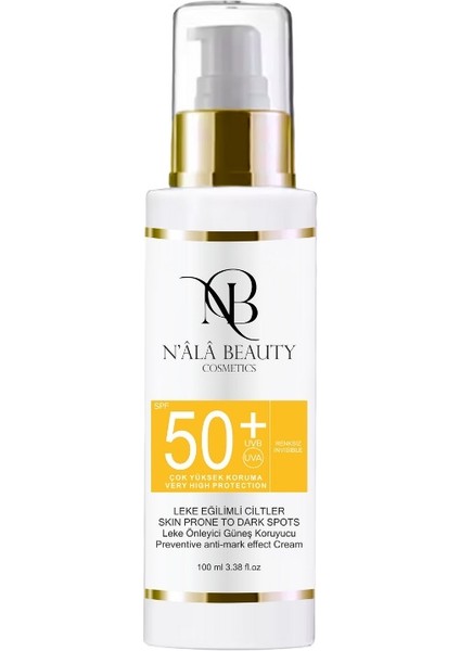 Organik İçerikli Leke Eğilimli Ciltlere Uygun Güneş Koruyucu Leke Önleyici Güneş Kremi SPF 50+ 100 ml modelleri