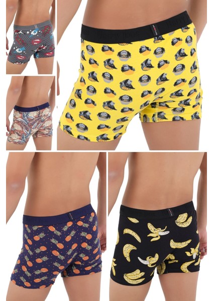 Erkek 5'li Desenli Renkli Pamuklu Premium Hijyenik Paket Boxer fiyatları