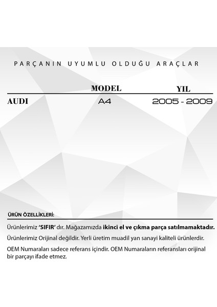 Audi A4 için Sol Arka Cam Kriko Klipsi fiyatları