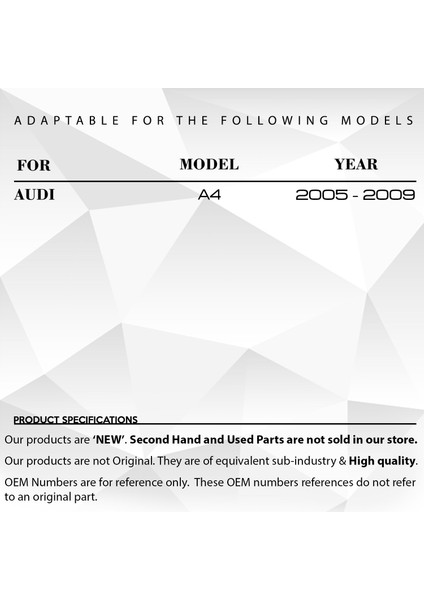 Audi A4 için Sol Arka Cam Kriko Klipsi