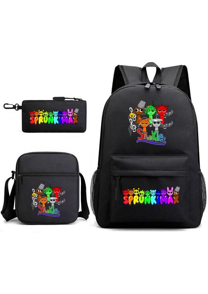 Ritim Kutusu Çevresel Ilkokul Öğrenci Sırt Çantası Sprunki Karikatür Büyük Kapasiteli Yıldızlı Gökyüzü Sırt Çantası 3 Parçalı Set (Yurt Dışından)