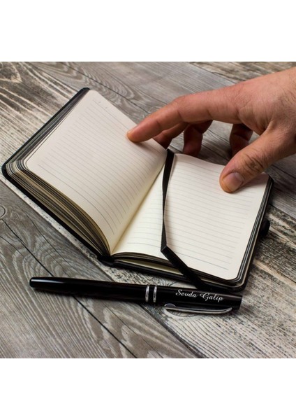 Kişiye Özel Exclusive Defter Kalem Ayna ve Çakmak Seti Siyah