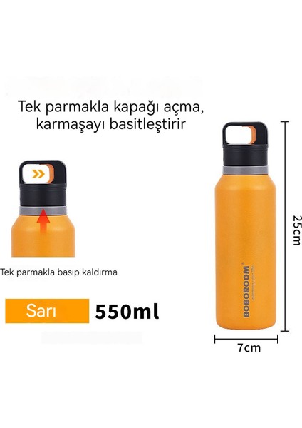 BOBOROOM316 Paslanmaz Çelik Termos Bardak Açık Spor Büyük Kapasiteli Su Şişesi (Yurt Dışından)