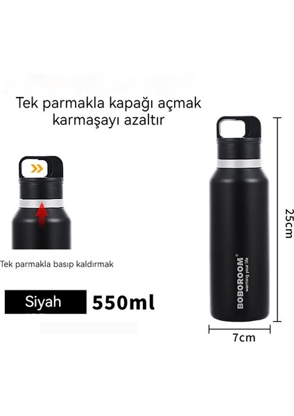 BOBOROOM316 Paslanmaz Çelik Termos Bardak Açık Spor Büyük Kapasiteli Su Şişesi (Yurt Dışından)